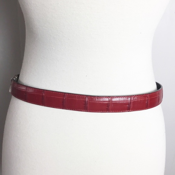 Vintage Brighton Red & Black With Silver Belt Leather Reversible Size M 30 Vintage Brighton Reversible Belt Black Red Leather Silver  main image 4